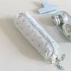 Estuche azul y blanco de lunares para niñas, bolsa simple para guardar papelería para estudiantes de secundaria, estuche de diseño nicho estilo coreano para estudiantes