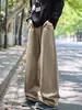 Calça de trabalho retro americana para homens, marca da moda primavera e outono, calça larga de perna reta solta, corte clean, calça afunilada de cintura baixa