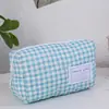 Bolsa de maquillaje de tela con forma de corazón estilo coreano, neceser de viaje, gran capacidad, linda y dulce, bolsa de aseo de algodón puro estilo ins, estuche para lápices