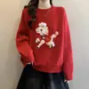 Suéter Vermelho de Ano Novo para Mulheres, Ano do Cavalo, Novo Estilo Outono e Inverno, Tamanho Grande, Blusa de Tricô Estilosa A9637