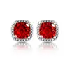 Venta en vivo flash color transparente tesoro flor de hielo tallado bolsa cuadrada princesa aretes moda transfronteriza europea y americana aretes de diamante de alto carbono