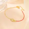 Pulsera de Plata de Ley S925 Chapada en Oro Yiluyin Moda Mobius Cuadrado Hilo Rojo para el Año de Nacimiento, Exquisita Joyería Personalizada