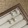 Pendientes de Perla Natural de Lujo Ligero y Gama Alta, Clavos con Aguja de Plata 925, Pendientes Sencillos de Circonita Cubo de Azúcar, Regalo de Joyería para Mujer