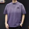 Camiseta de Manga Corta con Degradado Estilo Americano para Hombre, Verano 2026 Nueva Marca de Alta Gama Pesada Holgada Moderna