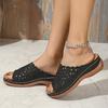 Sandalias de Verano 2024 de Nuevo Estilo Transfronterizo, Exportación Europea y Americana, Talla Grande, Sandalias de Moda de Tacón Bajo para Mujer con Pantuflas de Flores Caladas