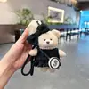 Urso de Pelúcia Fofo com Laço Estilo Chanel Chaveiro de Carro Pingente Adorável Criativo para Bolsa Transversal Bolsa Boneca Charme