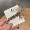Grampo de Cabelo com Acessório de Cabelo Estilo Chanel de Luxo, Grampo de Cabelo Pequeno com Laço de Chiffon, Grampo de Cabelo de Cristal, Presilha de Cabelo Versátil para Franja