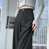 Pantalones de mujer de alta gama para otoño e invierno 2025, nuevos de pierna recta, adelgazantes, forrados de polar, de pierna ancha, gruesos, mezcla de lana, pantalones de traje
