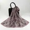 Bufanda Larga Nueva Estampada de Georgette 50*160 Raya Larga Bufanda de Gasa tipo Seda Delgada Bufanda Cuadrada para Baile al Aire Libre