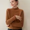Novo Suéter de Cashmere Outono e Inverno para Mulheres, Gola Alta Meia, Versátil, Macio, Sedoso, Confortável, Solto, Camiseta de Base Tricô de Ponto Trançado de Corpo Inteiro