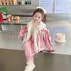 Traje de Otoño e Invierno para Niña 2025 Nuevo Traje de Invierno para Niño con Terciopelo Estilo Occidental Bebé Invierno Engrosado Cálido Conjunto de Dos Piezas