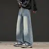 Jeans de Estilo High Street Tendencia Americana para Hombres y Mujeres Corte Desestructurado Holgado Adelgazante Euro Simple Retro Casual Pantalones Largos