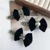 Nuevo Pasador de Pelo Negro con Lentejuelas de Diamante y Terciopelo, Moda para Flequillo y Lateral