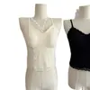 6688 # Estilo Puro Deseo de Alta Gama Chica Picante Camisola de Encaje 3D con Copas Fijas, Efecto Push-Up, Hermoso Diseño de Cuello en V, Espalda Bonita