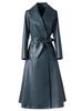 Abrigo de Piel de Oveja Haining para Mujer, Estilo Largo por Encima de la Rodilla, Elegante y Moderno, Gabardina Cruzada de Otoño e Invierno Nueva Ajustada al Cuerpo al por Mayor