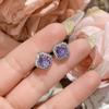 Pendientes Camellia de alta gama, exquisitos y elegantes con borlas largas y diamantes morados, chapados en oro con microincrustaciones, pendientes con lazo de hada.