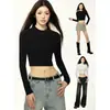 Camiseta base de manga corta estilo celebridad transfronteriza para mujer, nueva colección primavera/otoño 2026, corte ajustado, cuello redondo, top interior de manga larga
