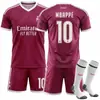 2627 Conjunto de Camisas 7 Vinicius C. Camisa de Jogo Fora do Real Madrid do Ronaldo 10 Mbappe Uniforme de Futebol Vermelho