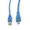 Cable MICRO USB 30cm/50cm línea cuadrada azul transparente puerto de impresora de línea cable de datos USB UNO