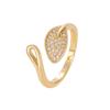 Anillo de mujer con microapertura ajustable incrustado con circonita, chapado en oro de 18 quilates, hoja de oro, directo de fábrica Amazon