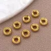 Cuentas sueltas de cobre chapado en oro de 18 quilates, separadores en forma de OVNI, cuentas redondas roscadas para pulsera y collar DIY hechos a mano, accesorios de joyería
