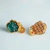 Pingente Gato de Jade Azul Natural para Acessório DIY Pulseira de Miçangas Pingente Pequeno Moeda Pata de Gato Acessório de Jade Azul