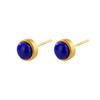 Pendientes Redondos de Lapislázuli Azul Klein de Plata S925 para Mujer Estilo Retro Europeo y Americano Joyería de Diseño de Alta Gama Venta al por Mayor Hy