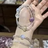 Pulsera apilable de amatista natural de doble círculo con múltiples gemas, citrino amarillo, aguamarina para mujer, diseño de nicho, regalo
