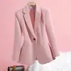 Blazer Casual para Mujer, Nuevo Diseño Primavera y Otoño 2025, Chaqueta de Traje Rosa Ajustada Estilo Coreano Única y Elegante