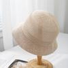 Chapéu Estilo Coreano Vazado Fino Respirável Cúpula Chapéu Bacia Chapéu de Pescador Crocheted Chapéu de Sol Feminino de Primavera e Verão Proteção Solar
