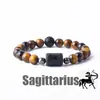 Pulsera con Cuentas de Piedra Natural Zodiacal de Amazon Transfronteriza Doce Signos del Zodiaco Ojo de Tigre Piedra con Imagen Pulsera Venta al por Mayor