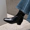 Botas Estrechas con Tacón Grueso y Cierre Trasero 2026 Nuevo Estilo Otoño e Invierno Discretas y Elegantes Botas de Moda de Piel Genuina Botas de Piel de Vaca Europeas y Americanas