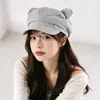 Moda Nuevo Lindo Sombrero de Boina con Orejas de Gato para Mujer, Nuevo Casual de Primavera Versátil Elegante Sombrero Octagonal Pico de Pato