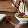 Estilo Japonês Estilo Retrô Colher de Sopa Colher de Madeira Doméstica Cabo Longo Colher para Panela Quente Escorredor Alto Valor de Cor Utensílios de Mesa Práticos Colher para Ramen