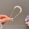 Peine para el Cabello con Perlas Pasador Nuevo Modelo 2025 Herramienta de Fijación del Cabello de Cuatro Dientes Peine de Inserción para el Cabello Pasador de Horquilla en Forma de U Accesorio para el Cabello