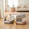 Arenero Semi-Cerrado Extra Grande Anti-Rastreo Desodorizante Anti-Salpicaduras Entrada Superior Integrado Arenero Extra Grande para Gatos