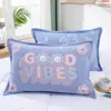 Funda de almohada de algodón puro con botones a presión, una sola pieza, adecuada para almohadas de jardín de infancia y de estudiante, 35* Algodón de gasa para niños