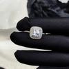 Anillo de diamantes cuadrados con simulación de suministro en vivo de princesa de diamantes, pendientes con microincrustaciones de diamantes, colgante de corindón rojo, collar de clavícula