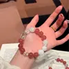 Nieve en FatOriginal Fresa Natural Copo de Nieve Blanco Fantasma Cristal Blanco Irregular Pulsera de Cristal Corazón Rosa Girly
