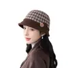 Sombrero de Pescador de Punto Cálido de Moda para Invierno para Mujeres Mayores, Sombrero de Pescador a Cuadros Casual para Exteriores a Prueba de Viento