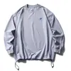 Camiseta Esportiva Longa Solta Estilo Americano para Homens, Moda Urbana Ins Casual Versátil Barra com Cordão Camiseta de Secagem Rápida