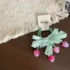 Conjunto Doce de Presilhas e Elásticos de Cabelo com Laço e Cereja para Crianças, Grampos, Presilhas Laterais e Faixas de Cabelo