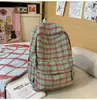 Mochila Xadrez Ins Retro Estilo Japonês para Mulheres, Bolsa Escolar de Grande Capacidade para Alunos do Ensino Fundamental II e Médio, Mochila de Viagem e para o Dia a Dia