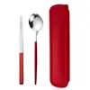 Juego de Cubiertos Portátil de Acero Inoxidable Tenedor Cuchara Palillos para Regalo al Aire Libre Estudiante Estilo Coreano Juego de Cubiertos de Tres Piezas