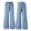 Pantalones de Jean Acampanados de Pierna Ancha, Holgados y Elegantes, Estilo Americano, para Hombre, Otoño, Simples, Largos
