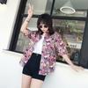 Camisa retro con estampado floral rojo estilo Hong Kong para mujer, novedad de verano 2020, estilo coreano, holgada, de playa, de manga corta, a la moda