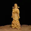21cm Auténtico Árbol de Tuya Taihang Apertura Prosperidad Dios de la Riqueza Figura Artesanía Decoración del Hogar Madera Maciza