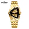 T-Winner/Victor 8243 Reloj Mecánico Casual de Moda con Esfera Calada Triangular Automático de Acero Inoxidable para Hombre