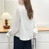 Top especial para mujer talla grande 2026 otoño nuevo elegante ropa para mujer talla grande con encaje arrugado camisa de manga larga 0723