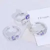 Anillo Abierto Morado Romántico Súper Hada Circonita Lujo Accesible Mariposa Cola de Pez Diseño de Nicho Exquisito de Gama Alta para Mujeres